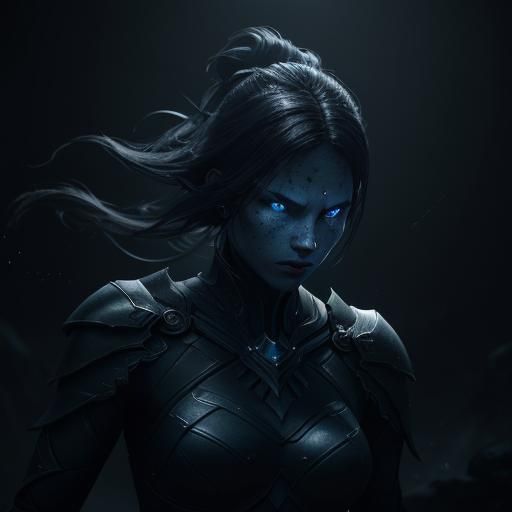 Blue-Skinned Figure in Spin Kick, 3D Rendered