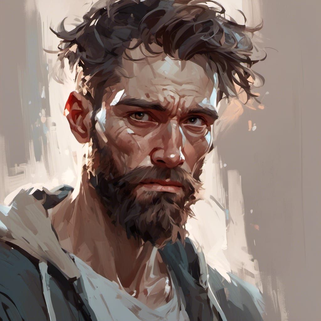 Guilt-Ridden Man in Wheelchair: Detailed Digital Portrait