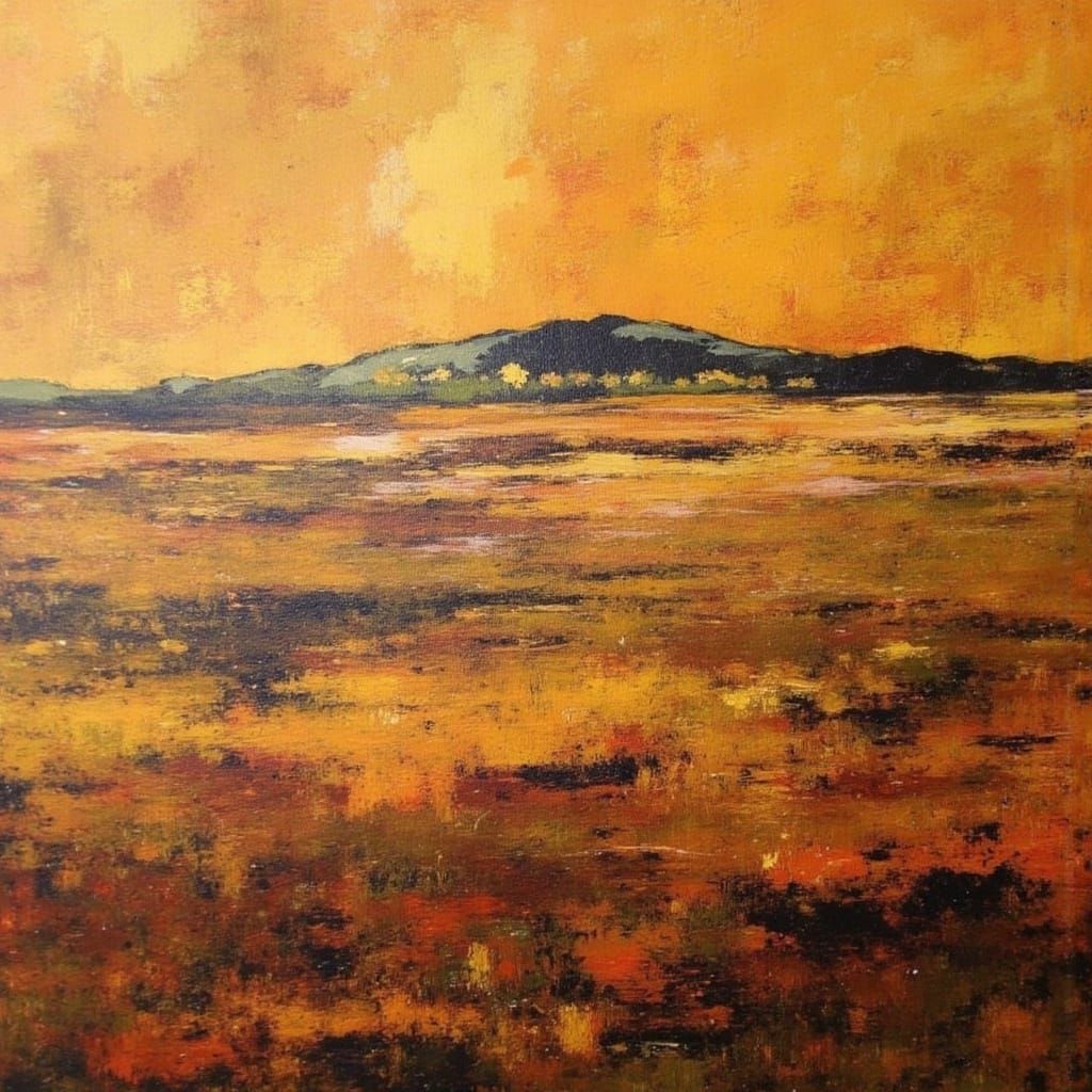 Mysterious Desert Landscape in Impressionist Style