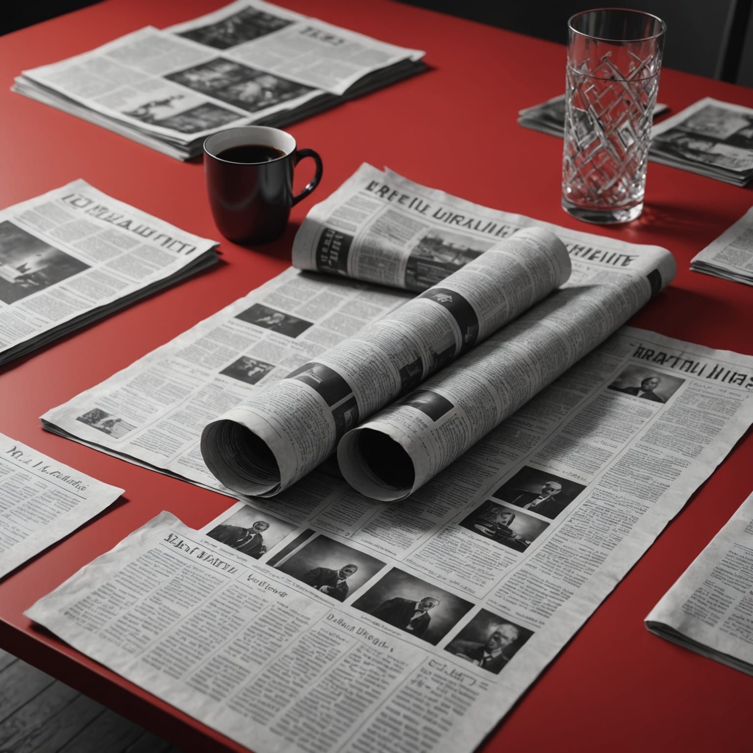 Black and White Newspaper in a Fantastical Setting