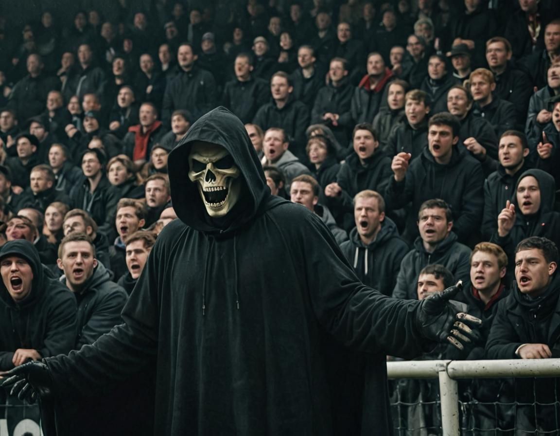 Grim Reaper Celebrates Football Goal in Cinematic Style