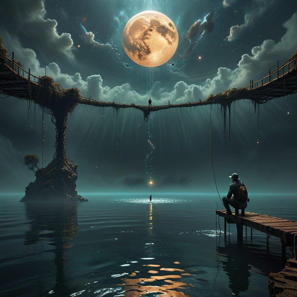 Surreal Fisherman Catches Nothing but Scrutiny in Mid-Air