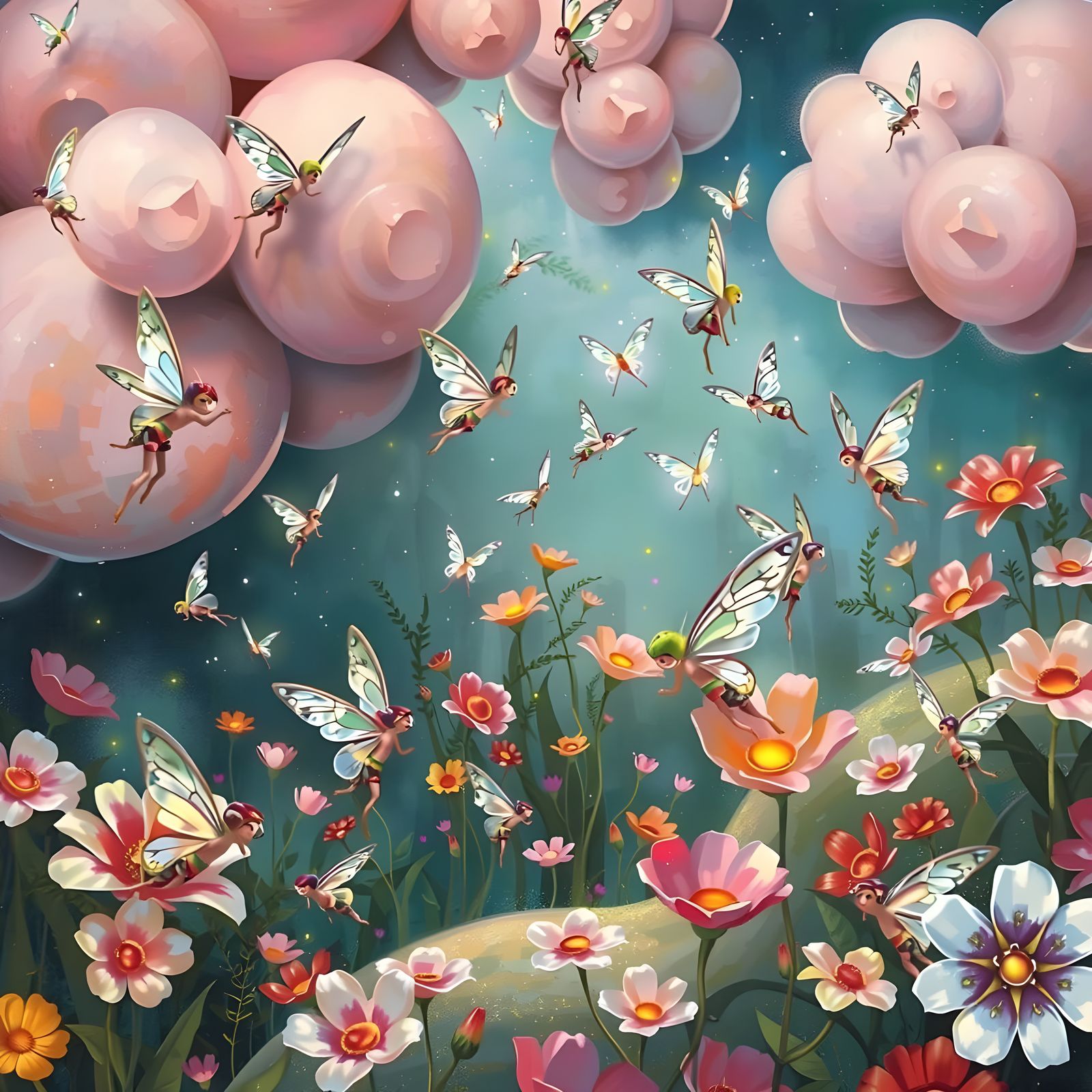 Colorful Fairies in a Whimsical Forest