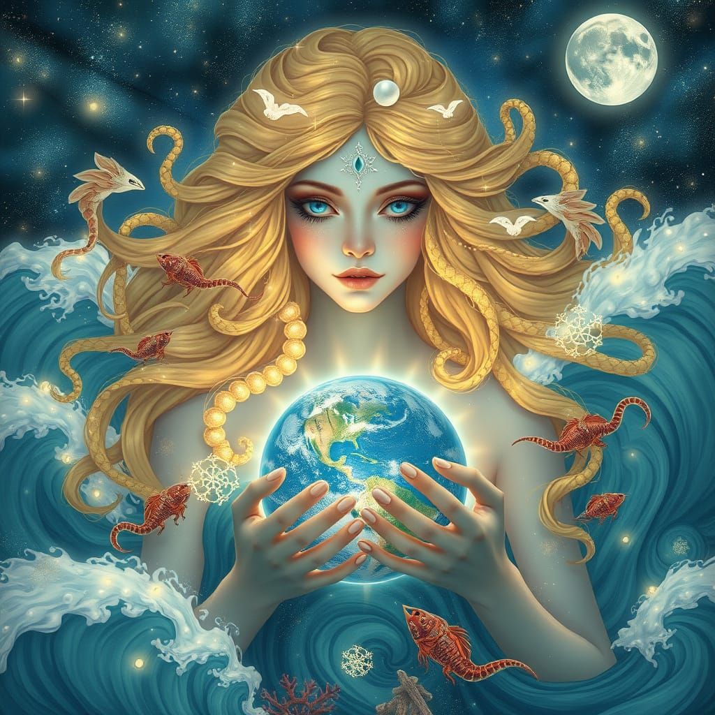 Serene Ocean Goddess in Ethereal Form