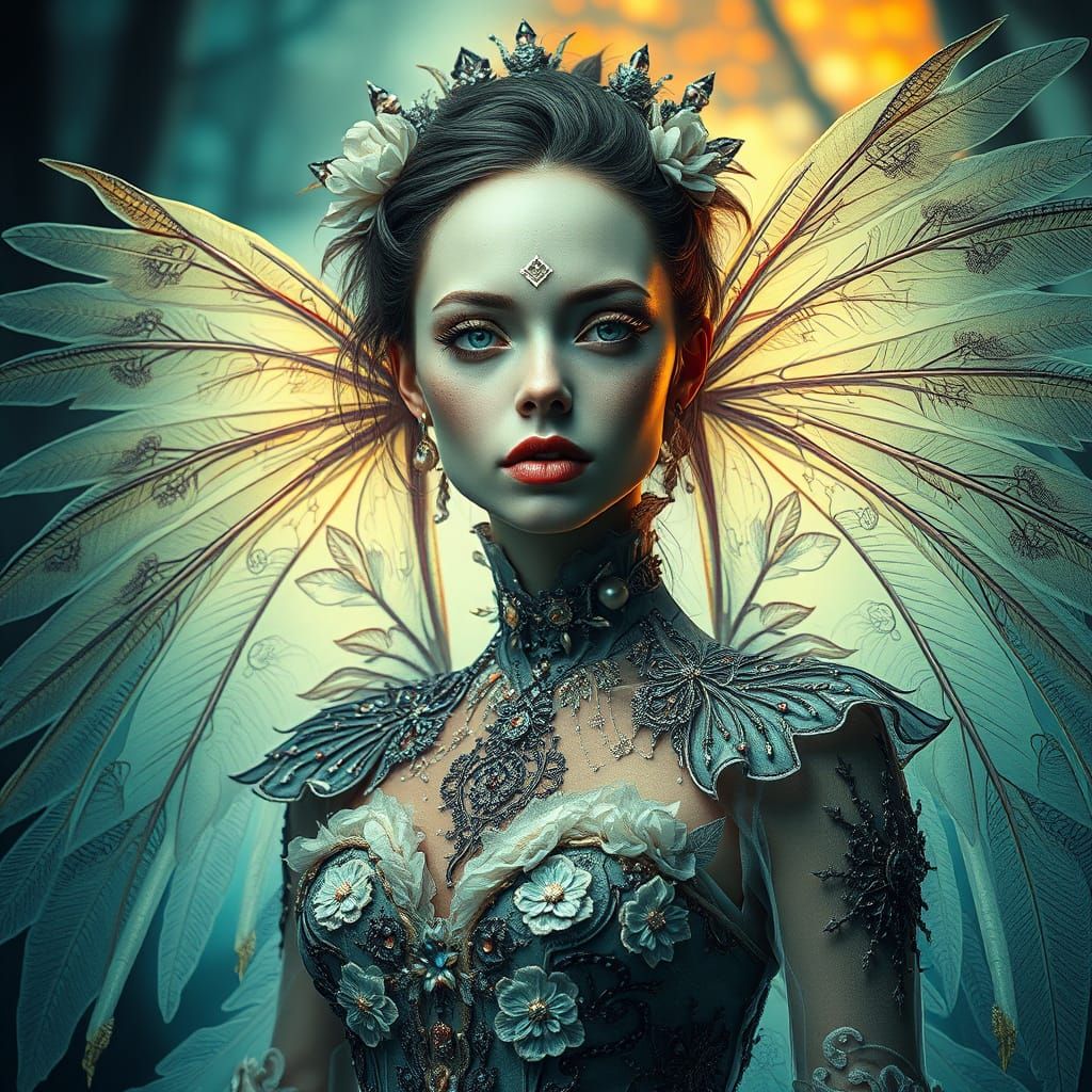 Portrait artistique d'une créature onirique féminine, inspir...