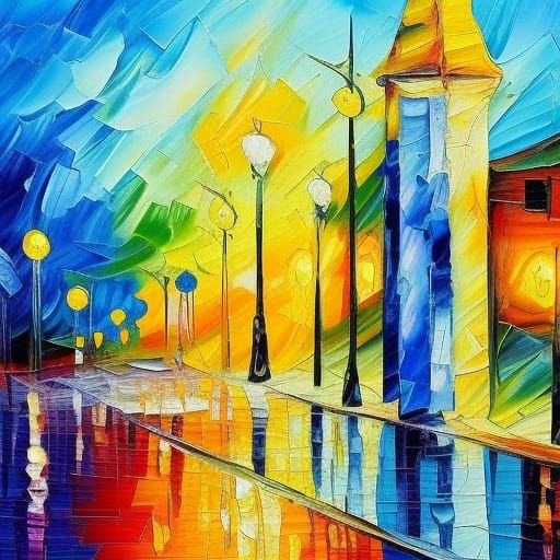 Philadelphia in Neo-Impressionistic Oil Painting Style