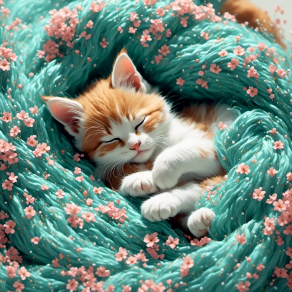 Cute Kitten Sleeping Peacefully
