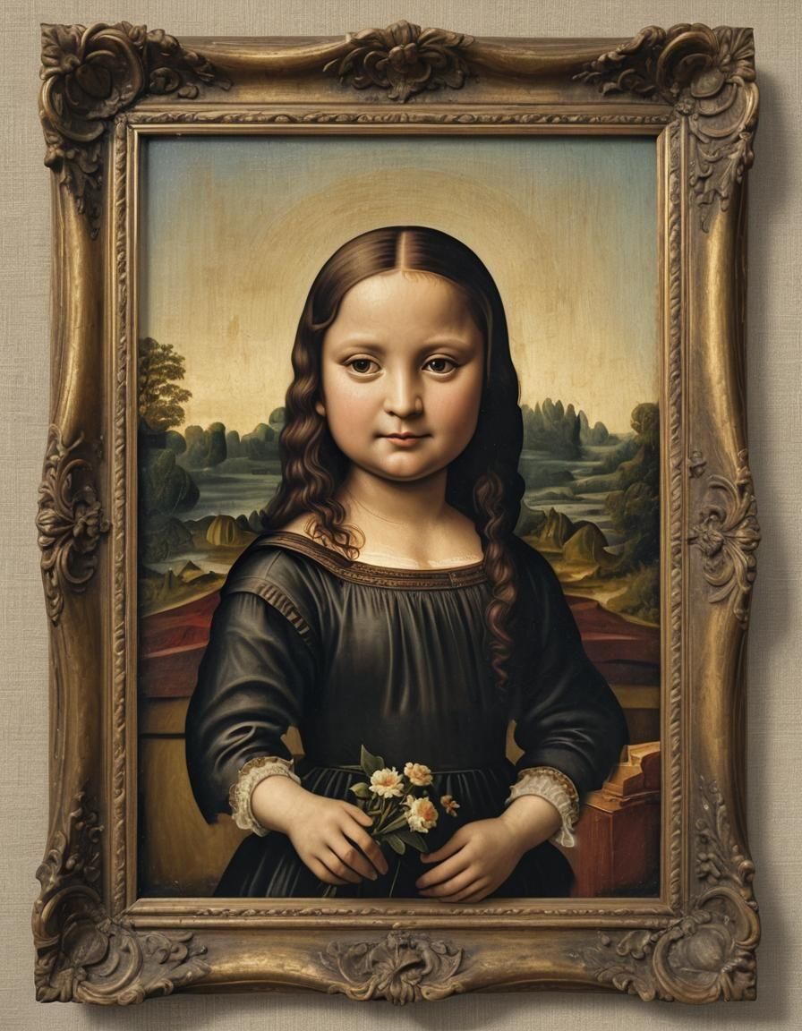 Mona Lisa as Baby in Portrait