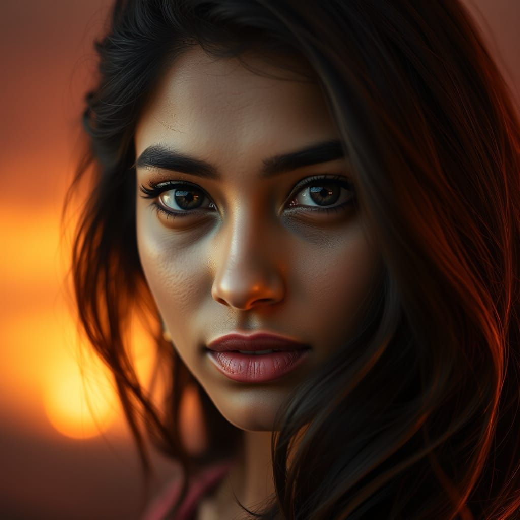 Ethereal Portrait in Warm Chiaroscuro Style