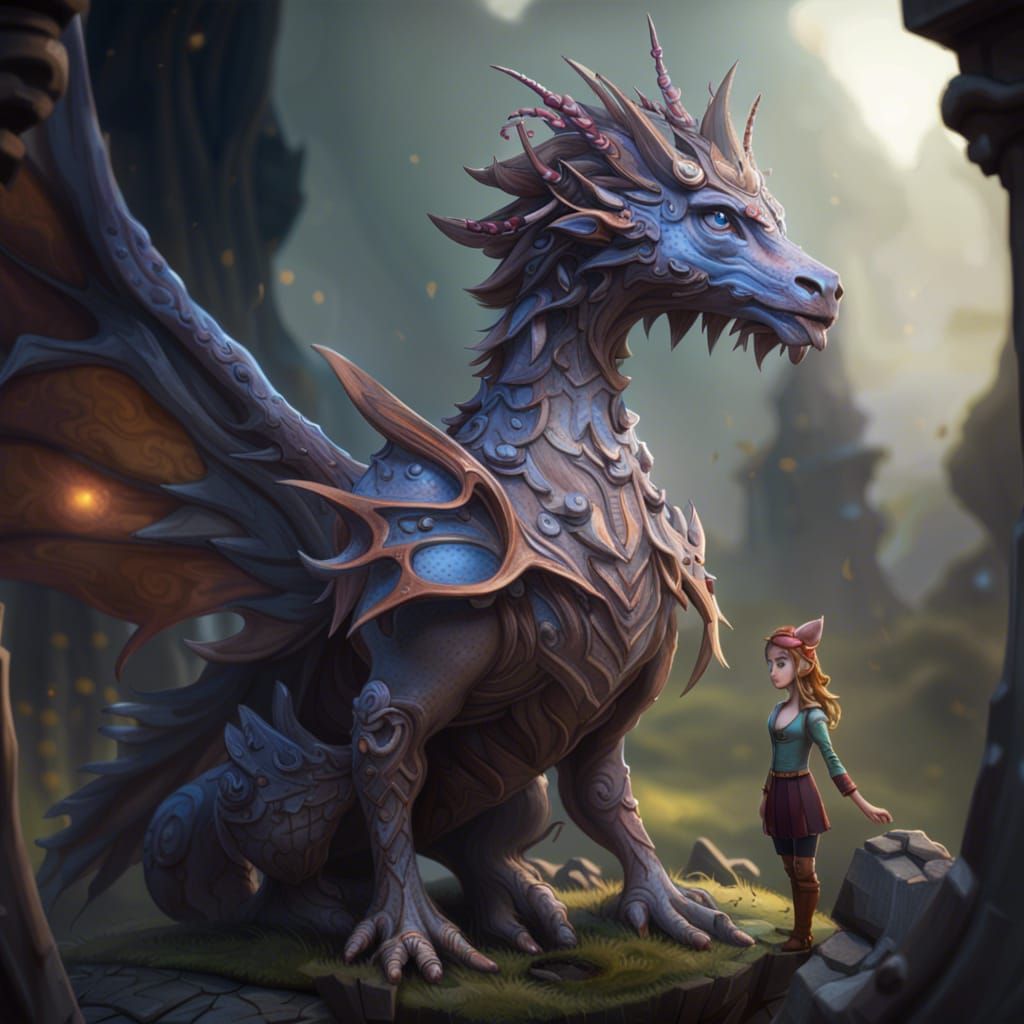 Fairy and Baby Dragon in Fairyland