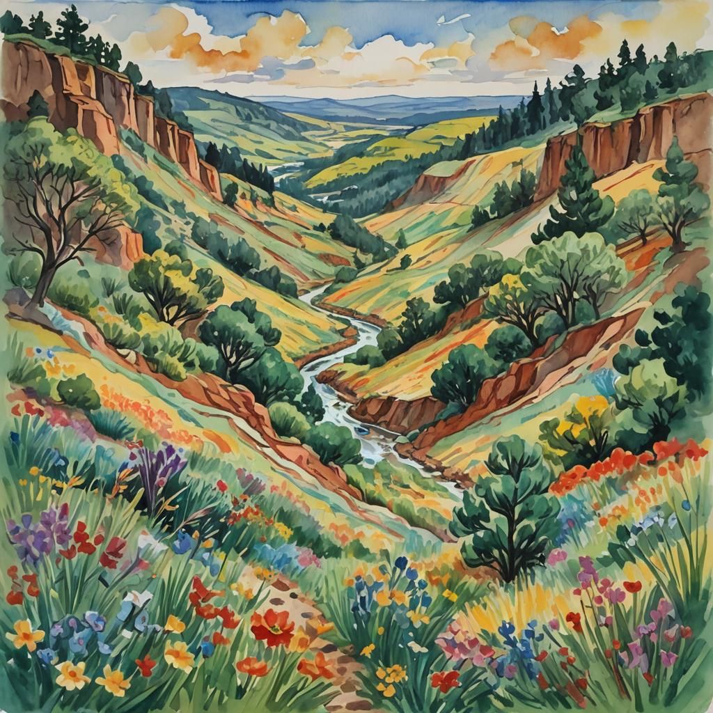 Biblical Scene in Gouache Style Impressionist Painting