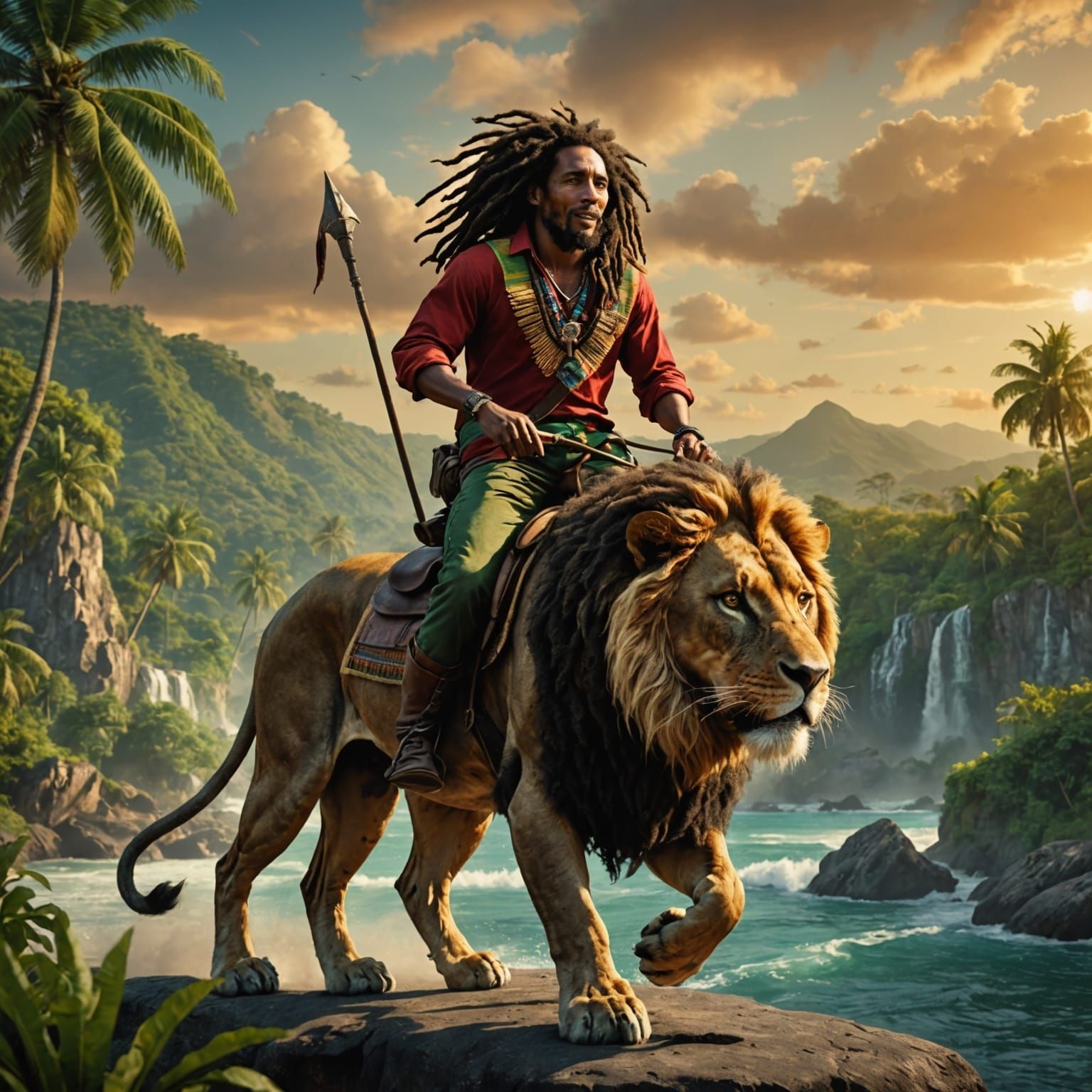 Bob Marley Rides a Lion in Jamaica