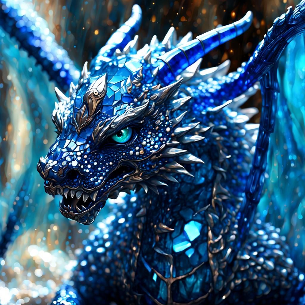 Crystal Blue Dragon Portrait in Anime Style