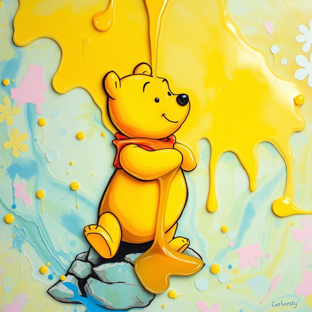 Transparent Honey Winnie the Pooh Dripping in Liquid Nature