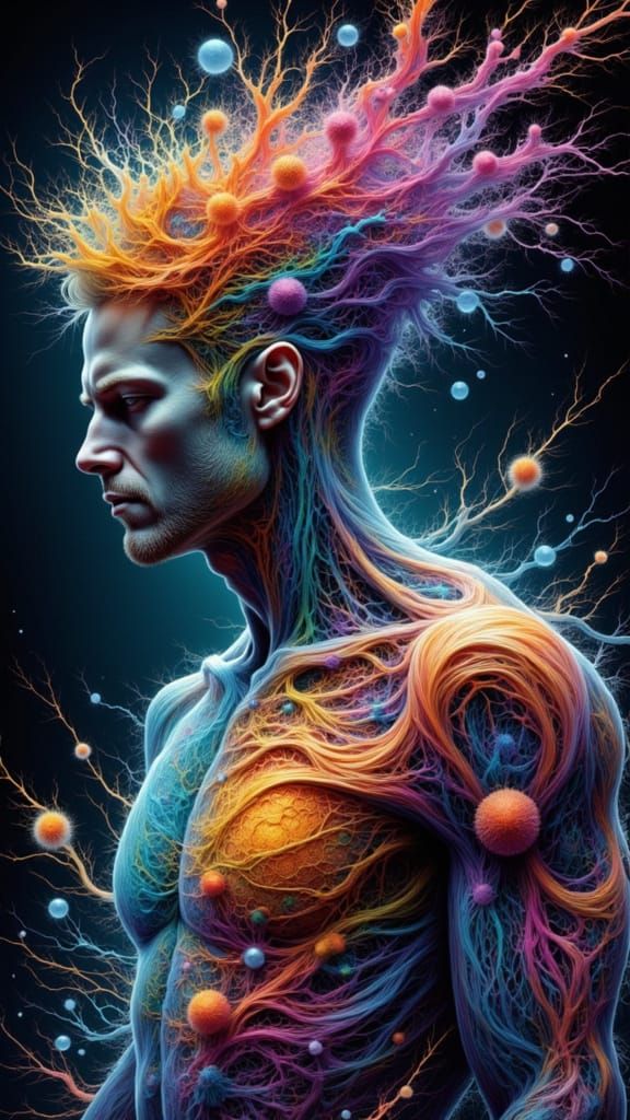 Fractal Faced Man in Fairy Punk X-Ray Art