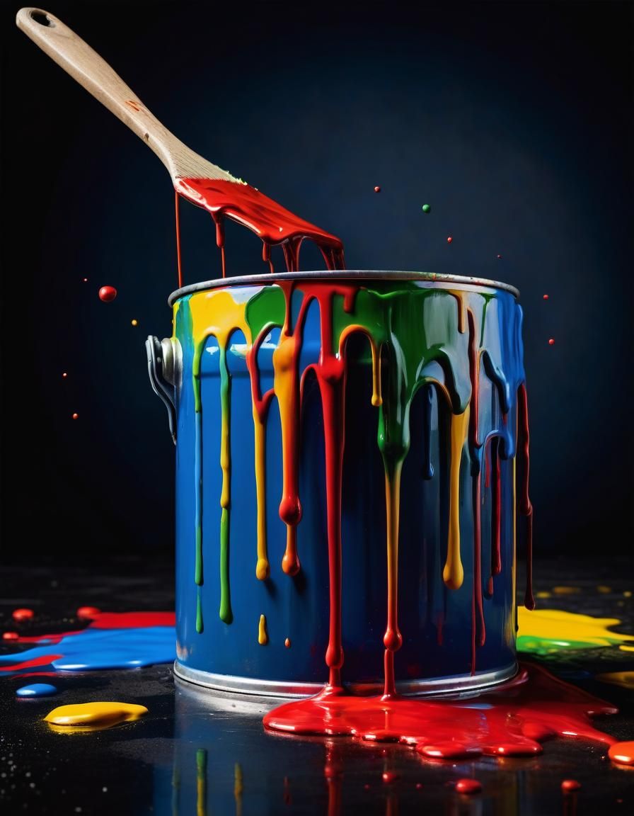 Vibrant Paint Can Dripping Rich Colors