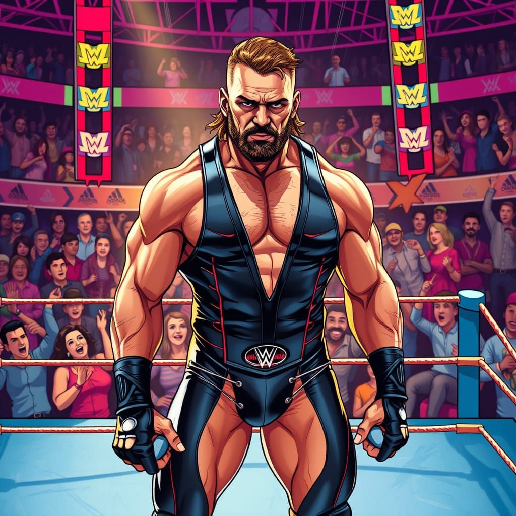 Sol Ruca in Wrestling Ring, Comic Book Style