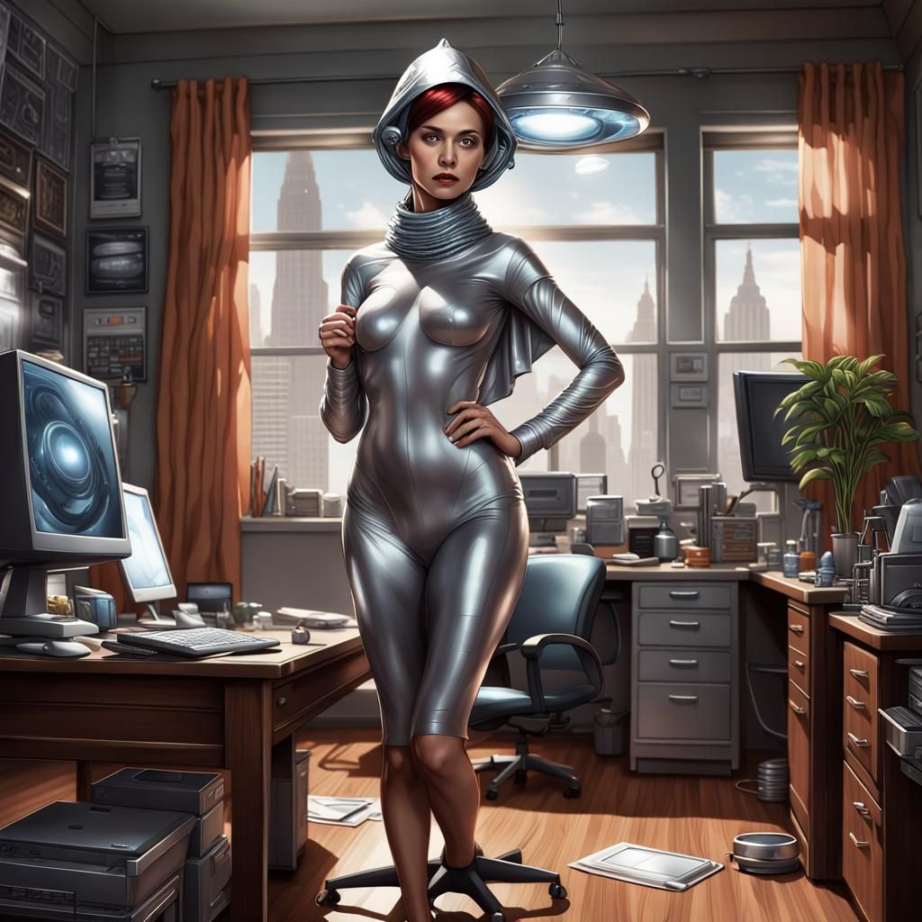 Sci-Fi Detective Investigates Alien: Comic Book Style