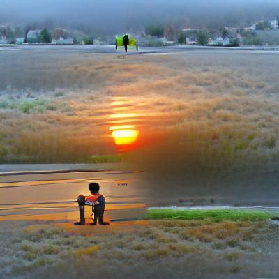 Boy and Mom Share Sunrise Moment