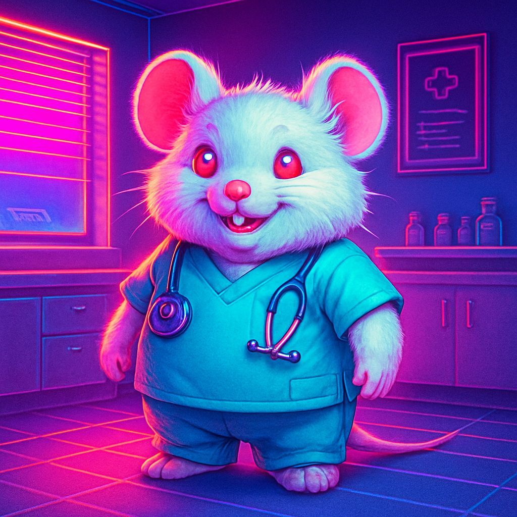 Furry Mouse Doctor in Synthwave Neon Style