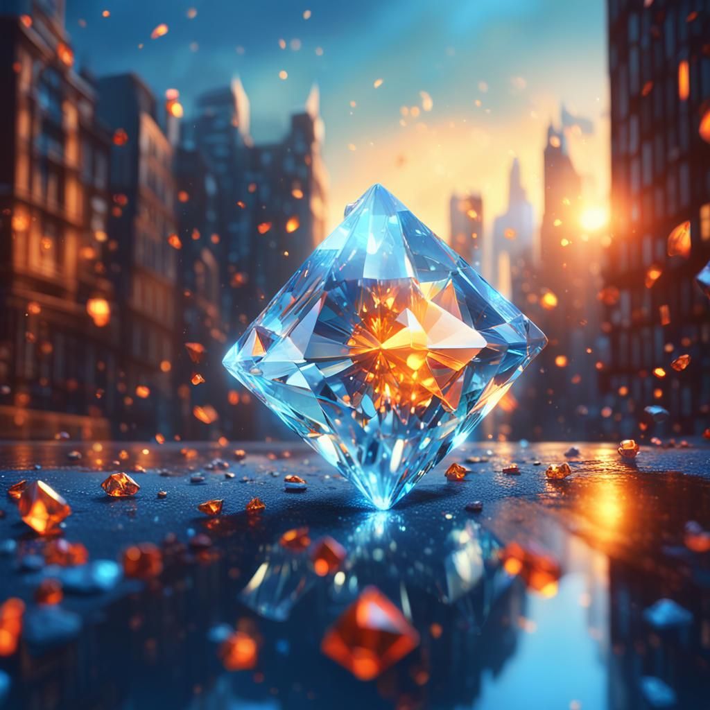 Glowing Diamond Earring Reflects Dreamlike Cityscape