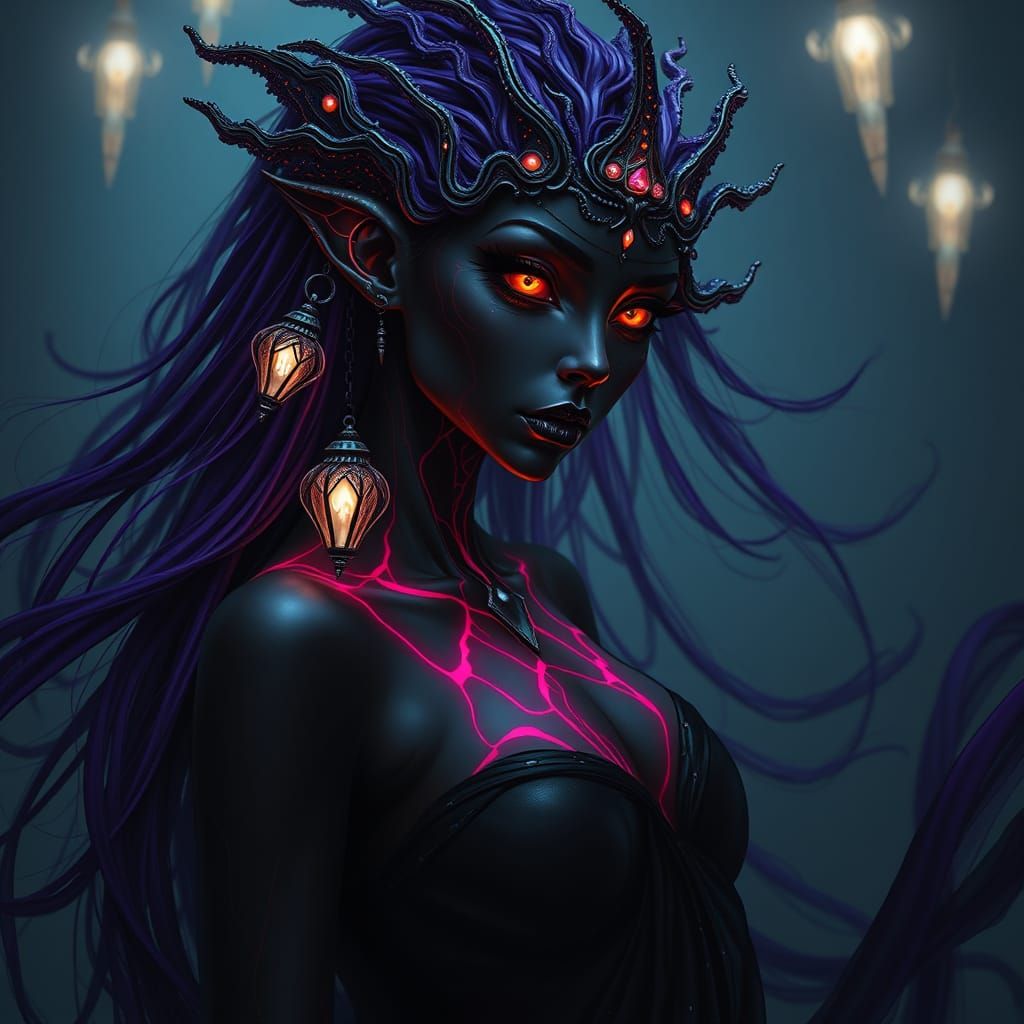 Gothic Siren in Dark, Ethereal Beauty