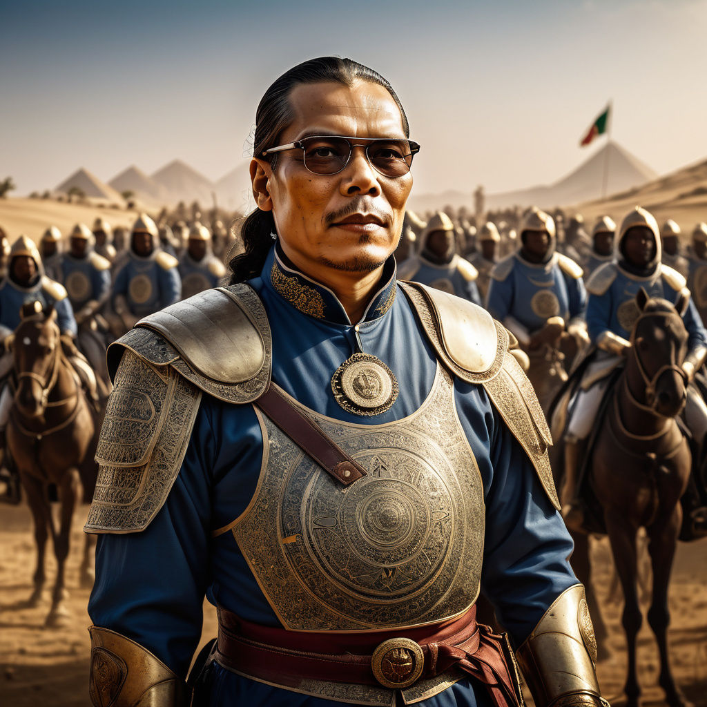 Portrait of a Historical Leader in Moors-Style Regalia on th...