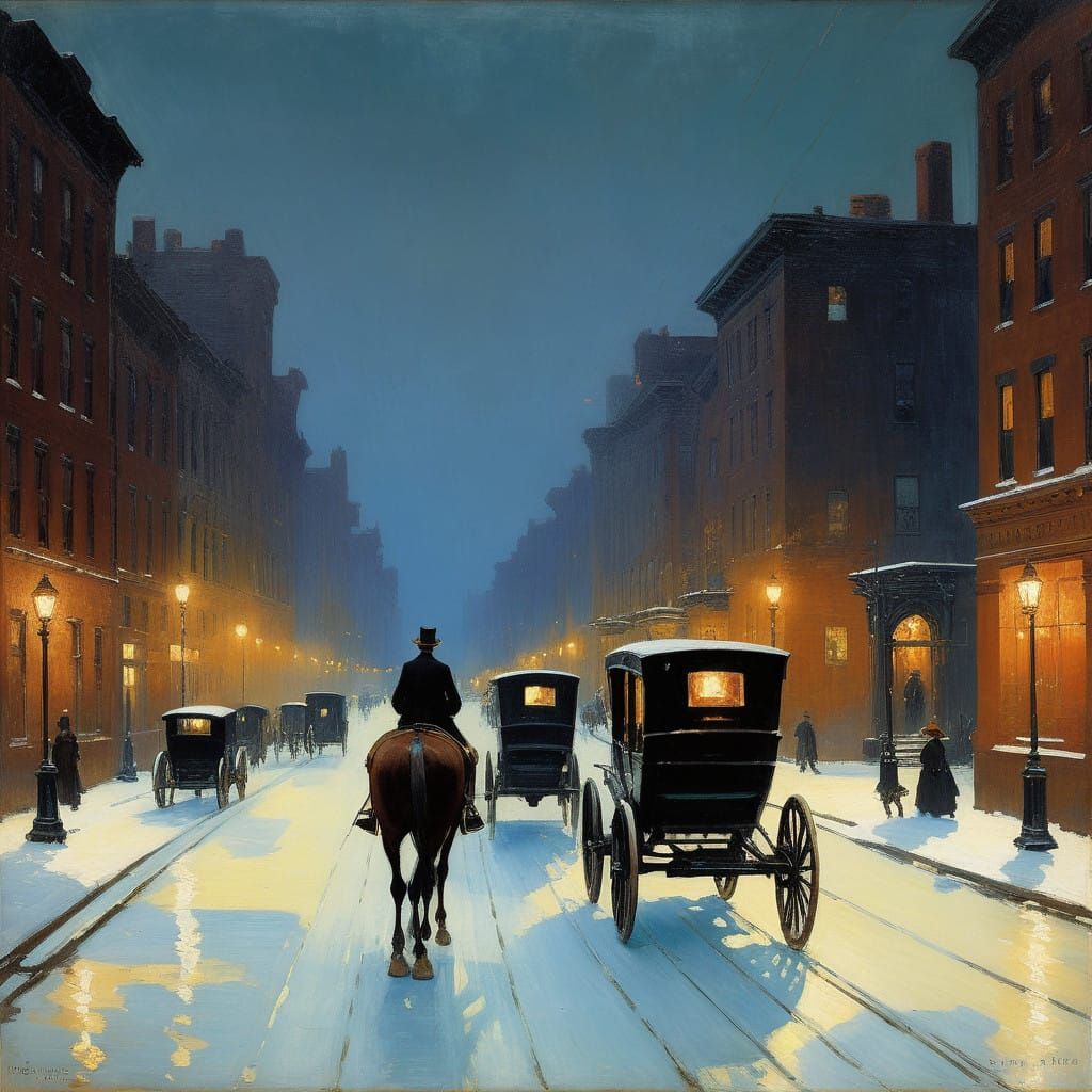 Vintage Christmas in New York Winter Wonderland Scene