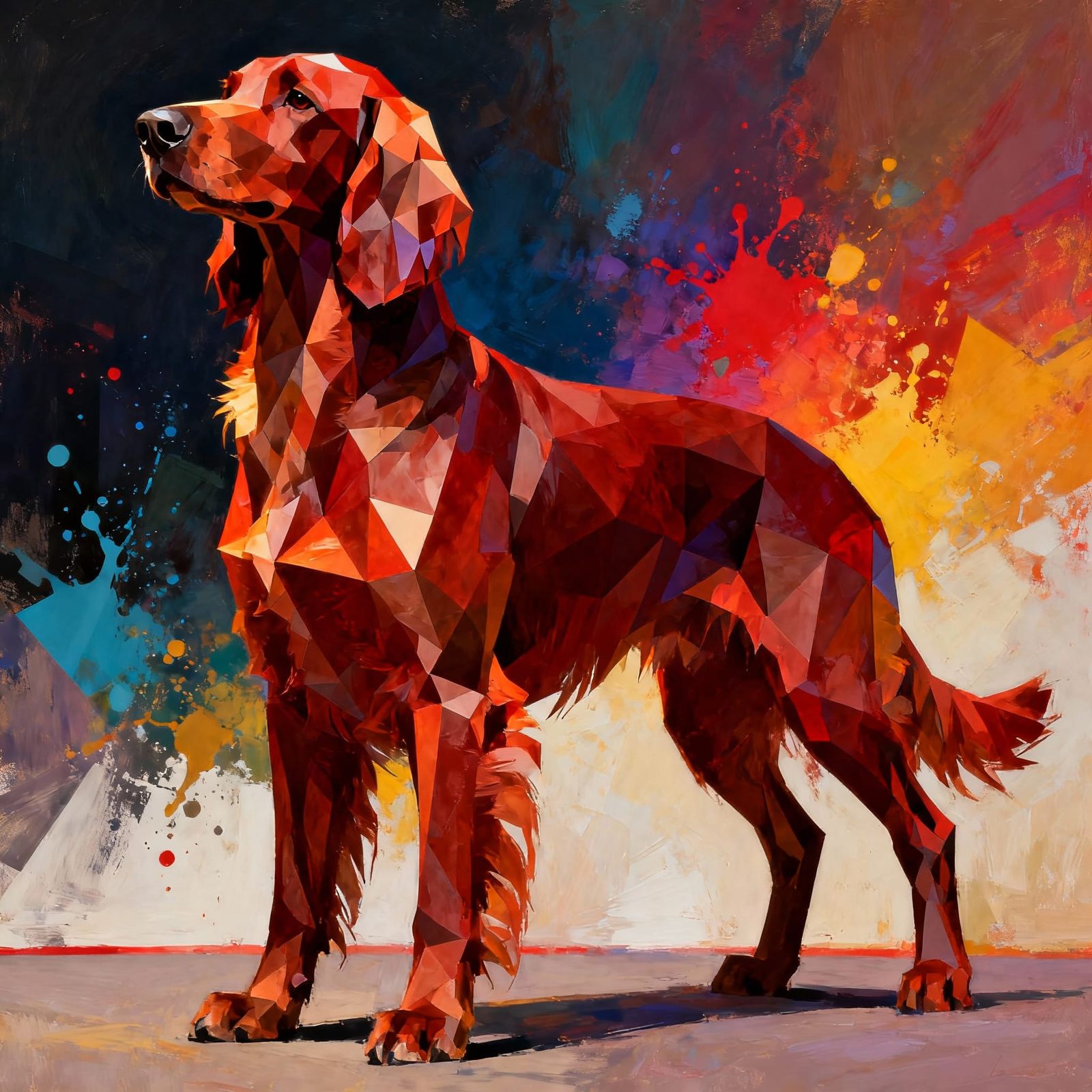 Low Poly Red Setter in Show Stance - Photorealistic