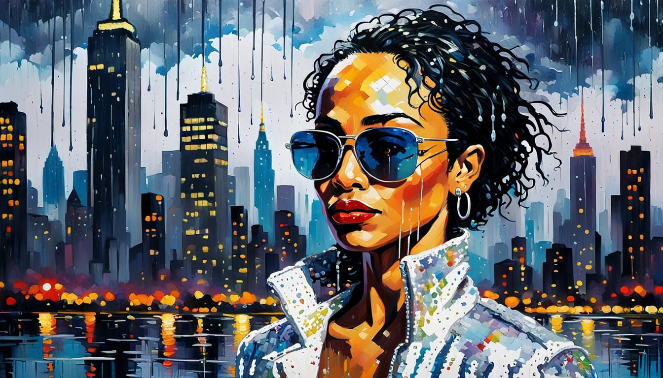 Sade in Rain: A Pop Art Impression