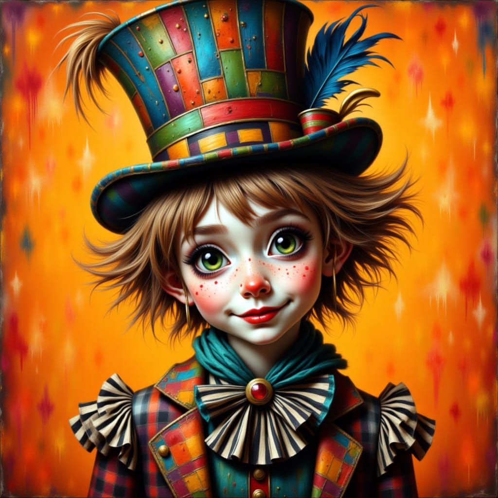 Whimsical Boy Mad Hatter Portrait in Pop Art Style
