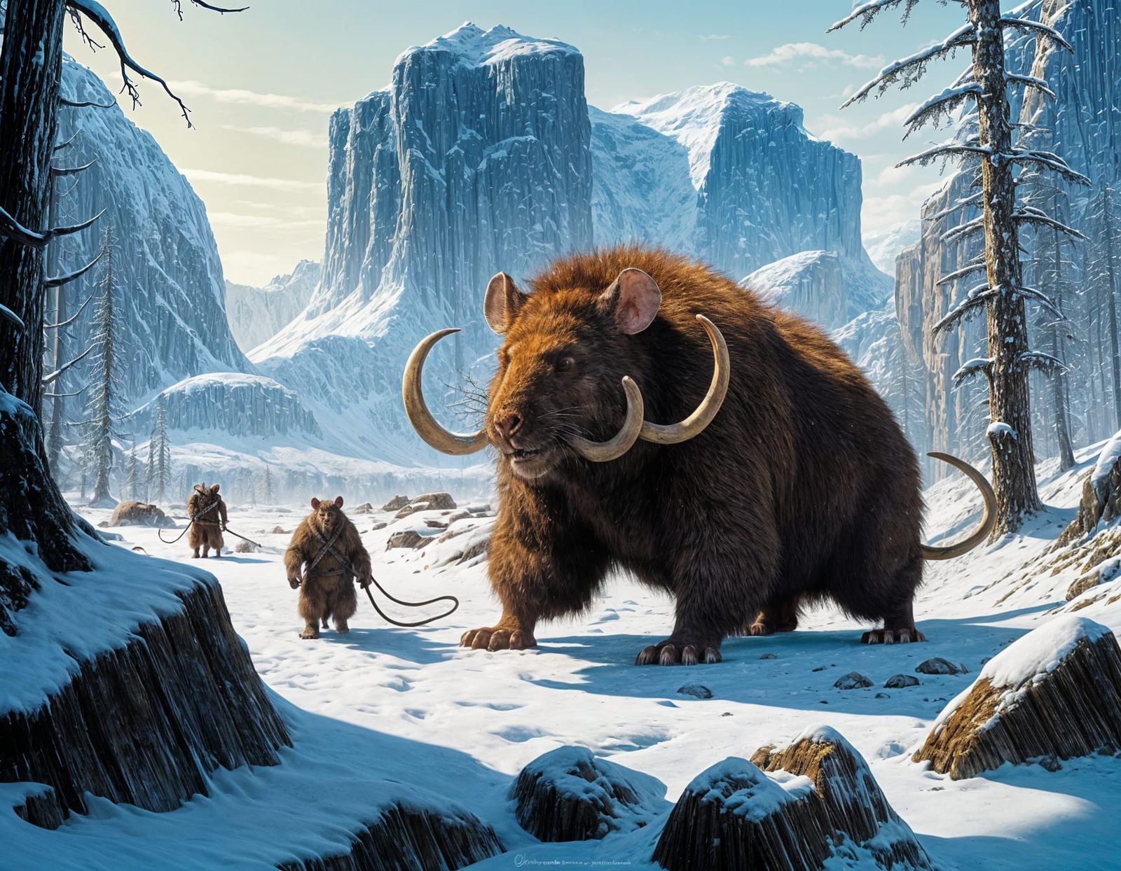 Epic Ice Age Encounter: Giant Woolly Mammoth Charges