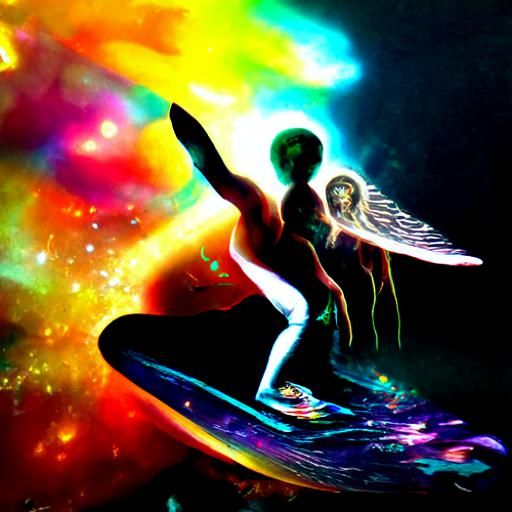 Surreal Surfing with Angels: Cosmic Holographic Illustration