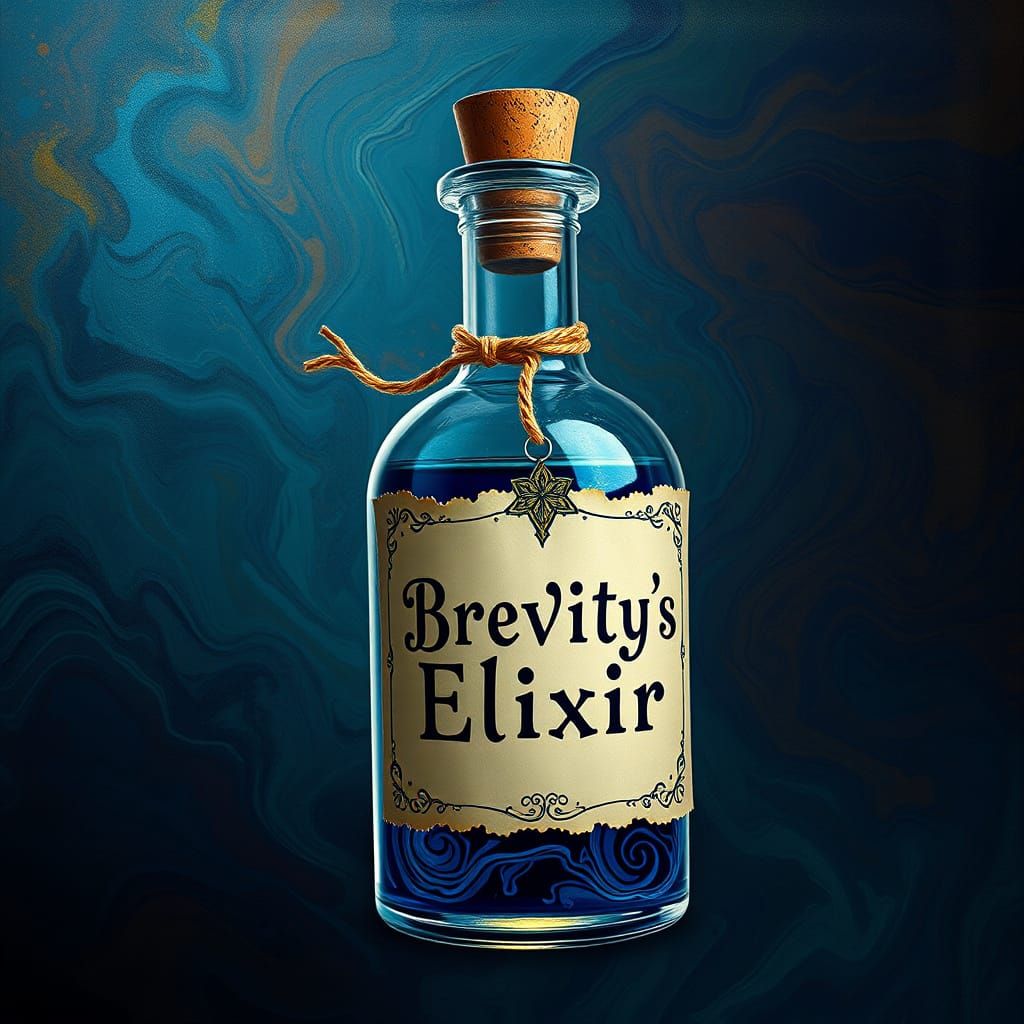 Whimsical Potion Bottle Capturing the Essence of Brevity