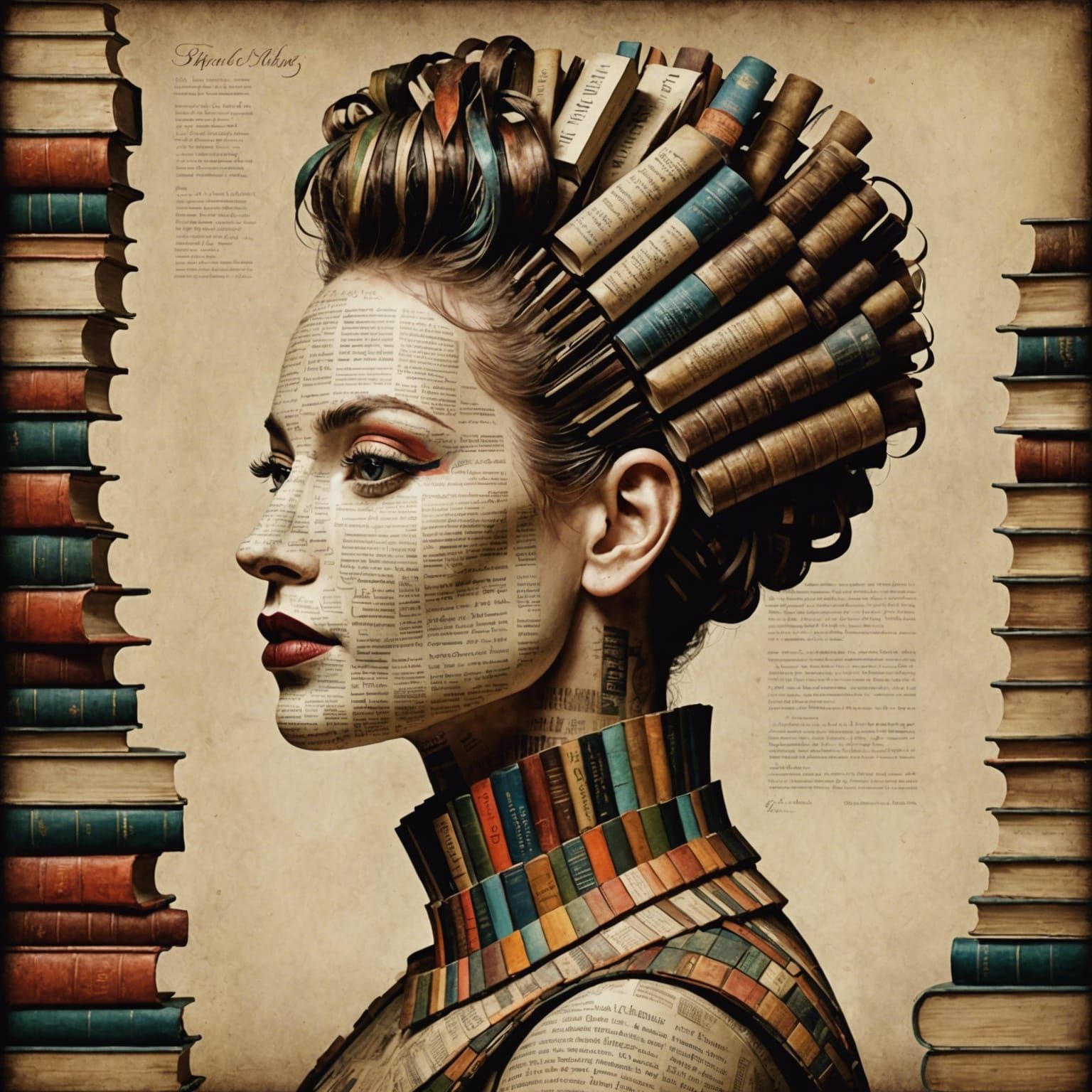 Book Woman in Arcimboldo Style