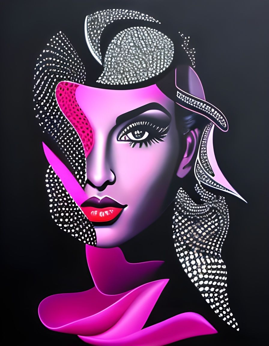 Purple Biocromatic Portrait in Pop Art Style