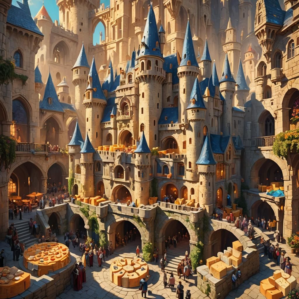 Majestic Cheese Castle Concept Art in Fantasy Style