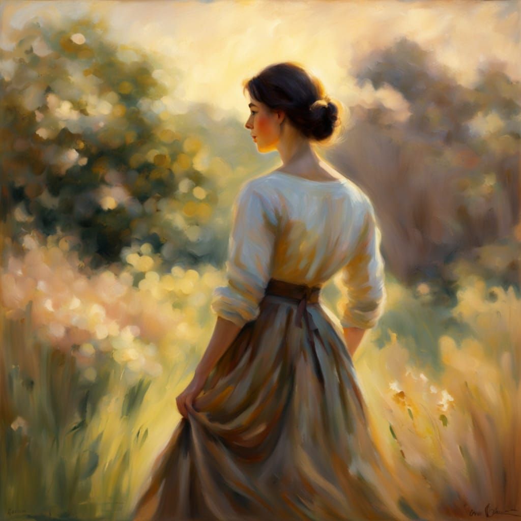 Impressionist Nude Figure in Golden Light