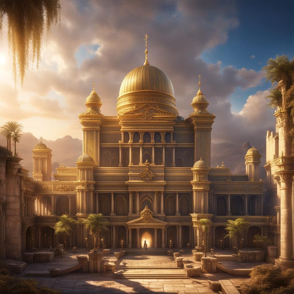 Majestic Royal Palace of King Solomon: Detailed Matte Painti...