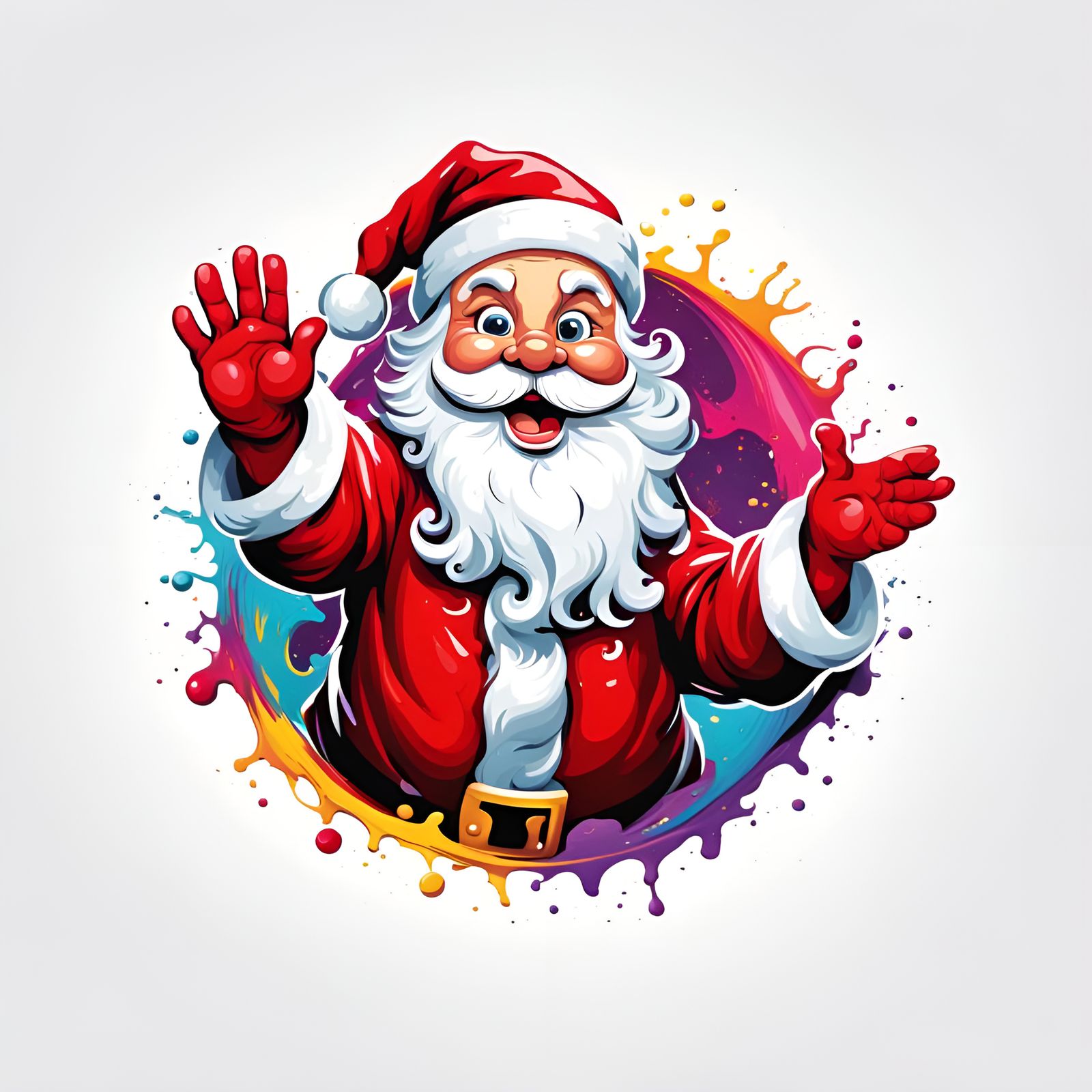 Waving Santa Claus in Graffiti Vector Logo