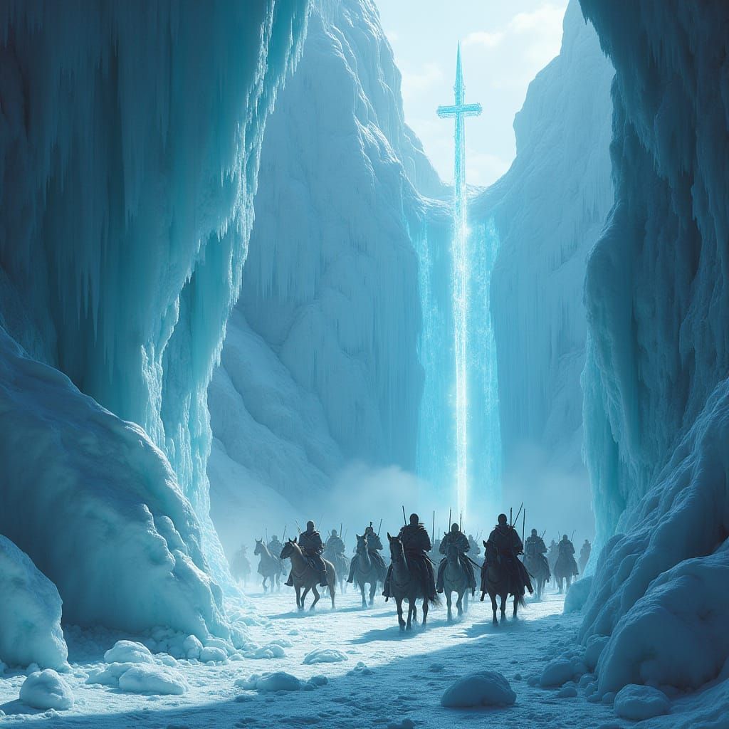 Epic Fantasy Army Frozen in Glacial Tomb