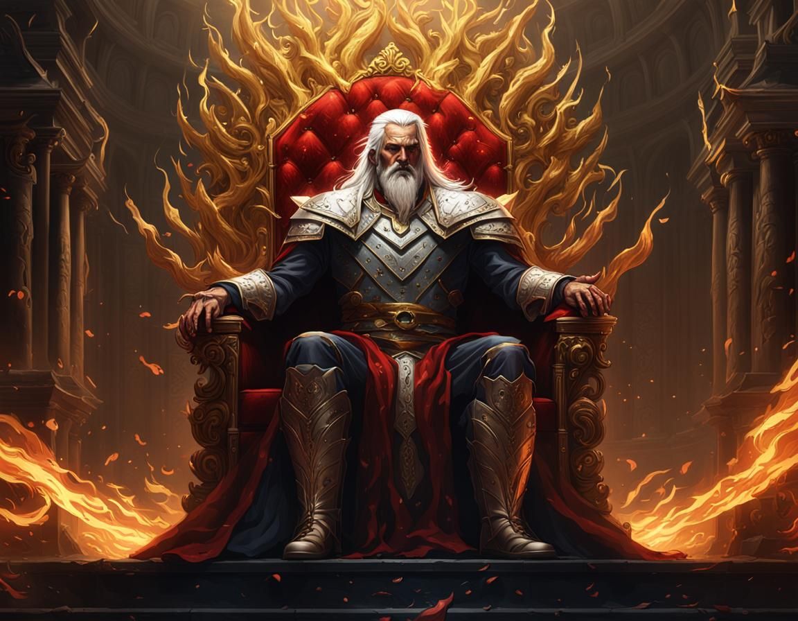 Majestic Conqueror on Throne in Dark Fantasy Art
