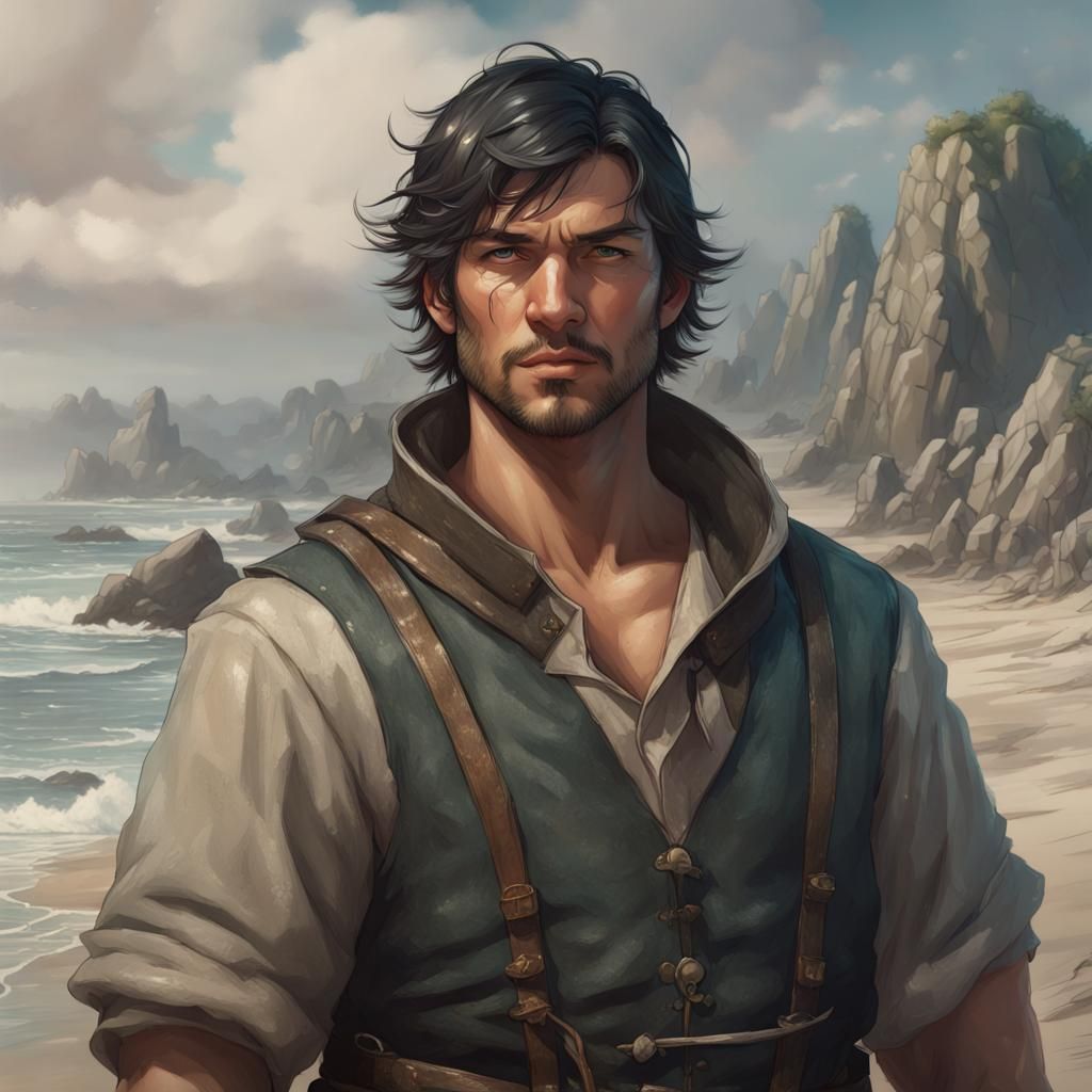 Fisherman Portrait in Medieval Fantasy Style