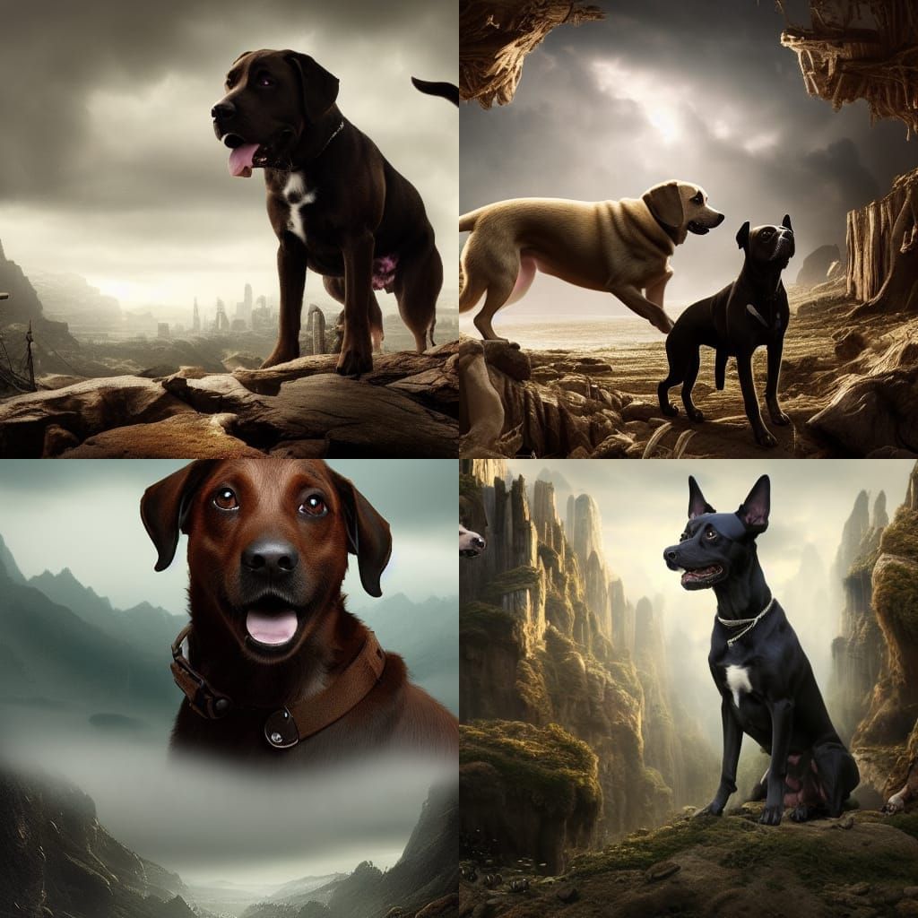 Epic Cinematic Dogs in Digital Matte Painting
