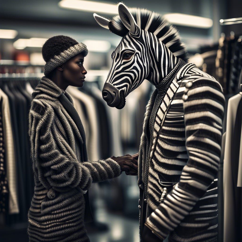 Zebra shopping for clothes
