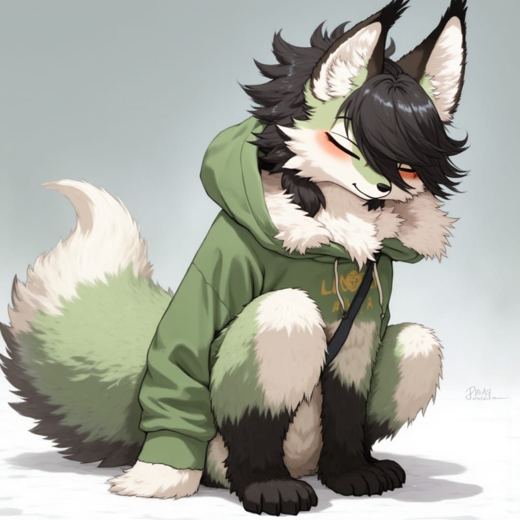 Foxy Furry Girl in Whimsical Hoodie