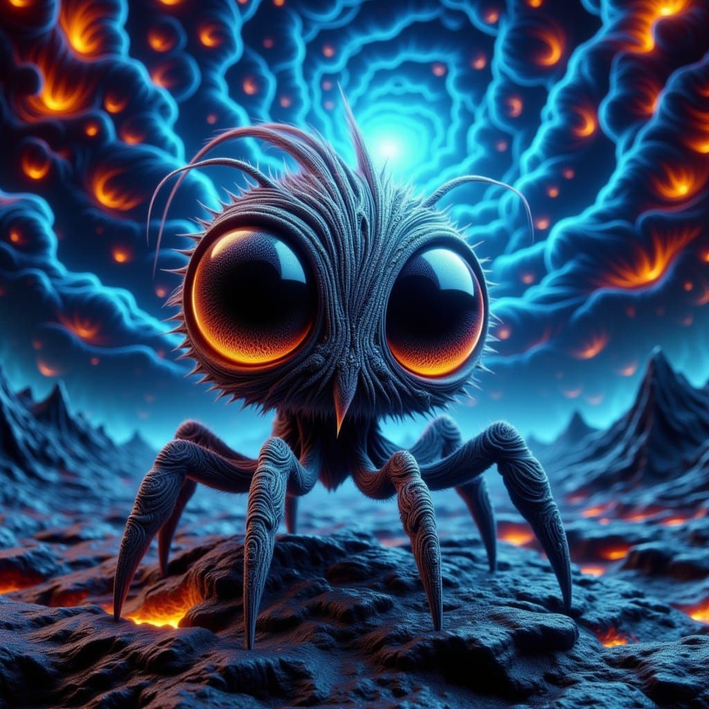 Surreal Kawaii Insectoid Creature in Hyper-Detailed Macro Ul...