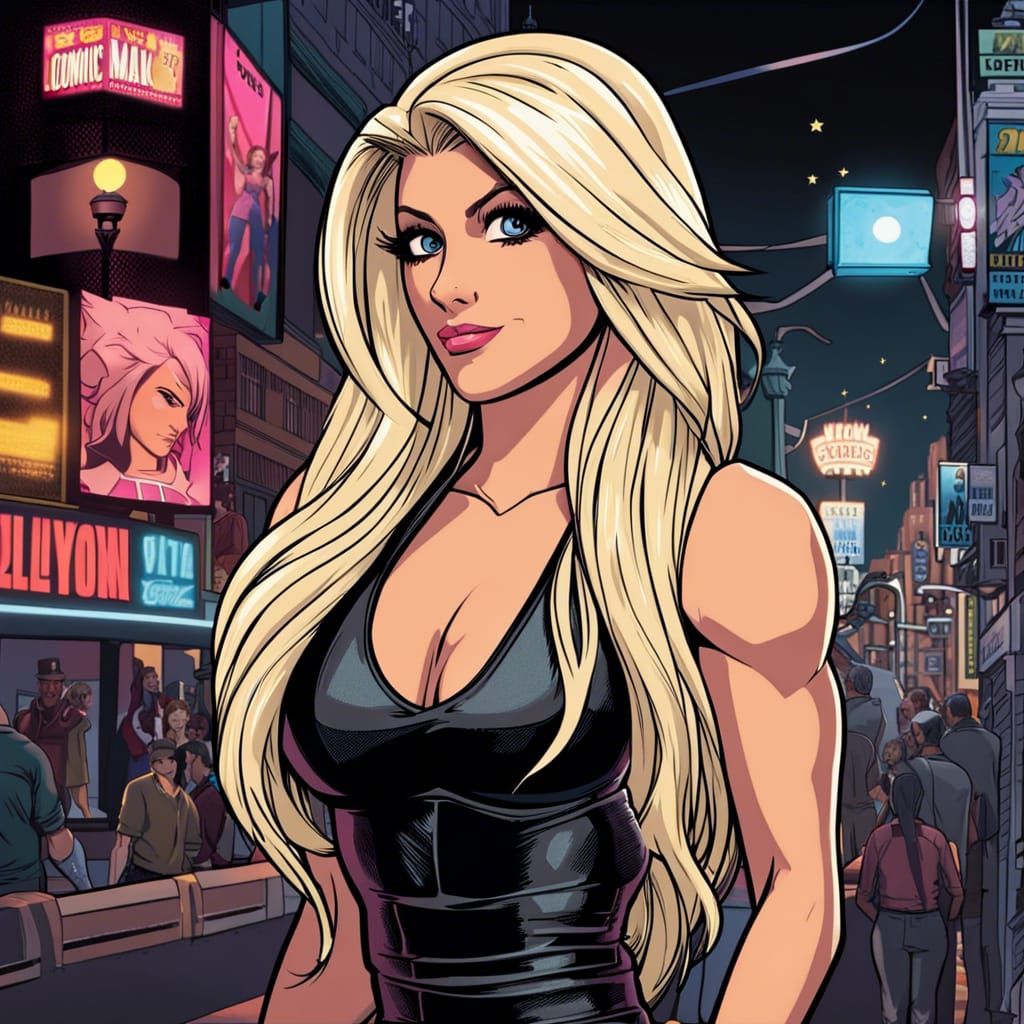 Blond Woman in Short Dress: Comics Art Style