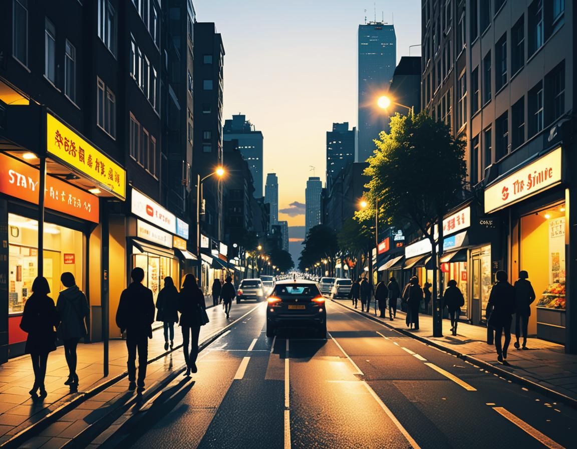 Cityscape Transitioning from Day to Night