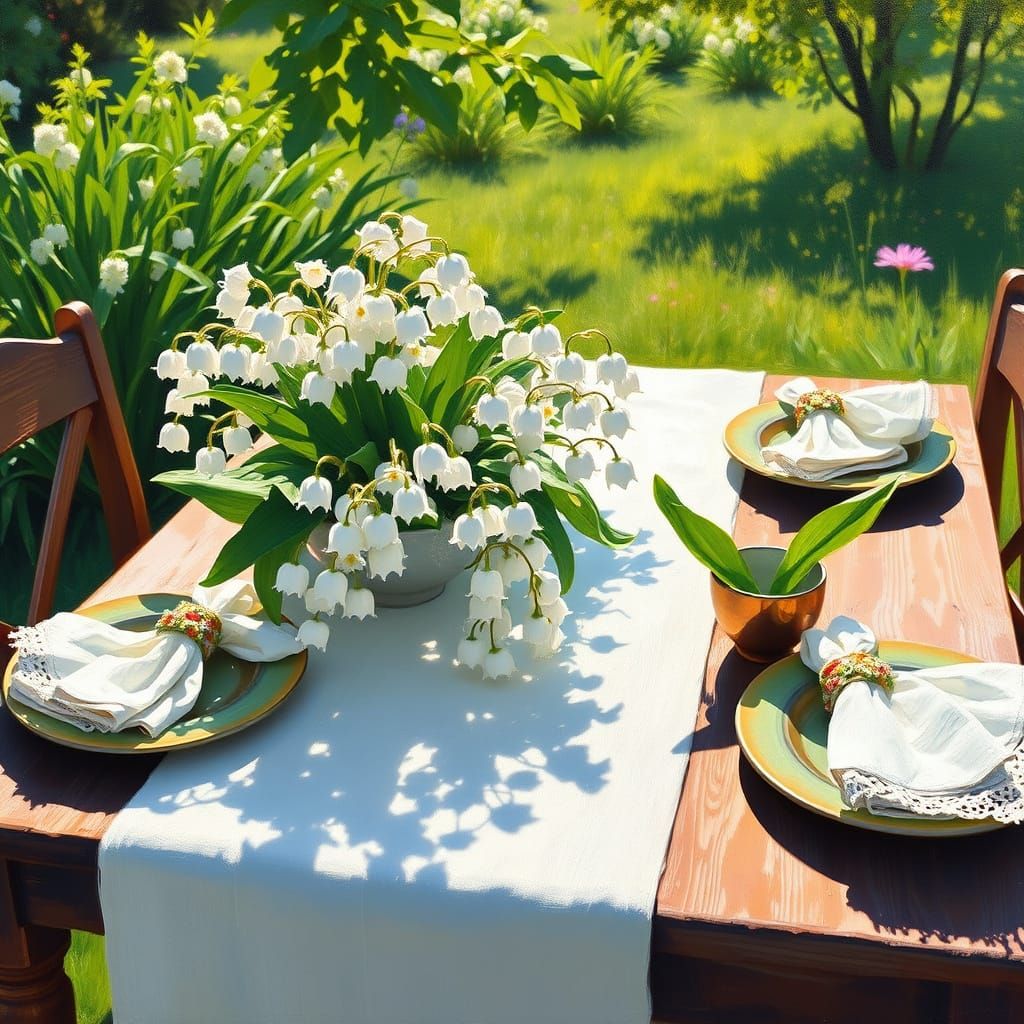 A sun-drenched Impressionist garden party scene, reminiscent...